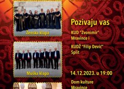 Koncert ”DEVIĆEVCI PJEVAJU ADVENT” u četvrtak, 14.12., u Domu kulture u Mravincima